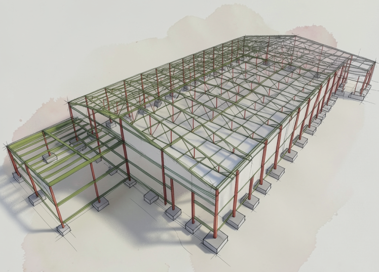 3D de nave industrial