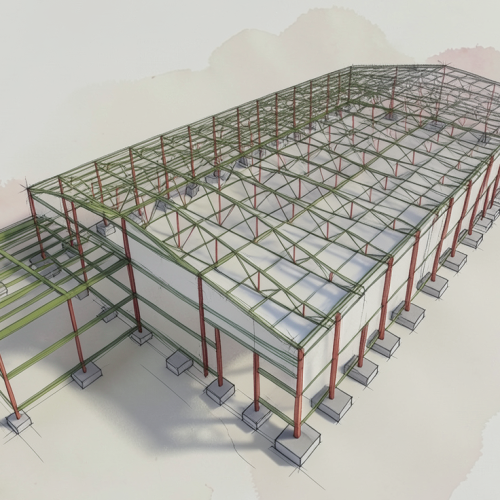 3D de nave industrial